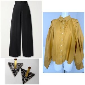 MUSTARD BUTTON FRONT BLOUSE- NEW-2X